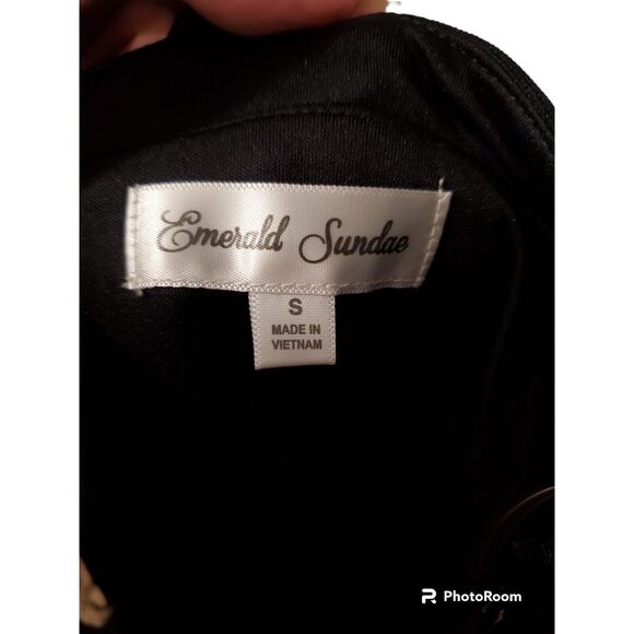 Emerald Sundae Juniors' Bodycon Dress Black Mesh-Inset Small - Picture 2 of 4